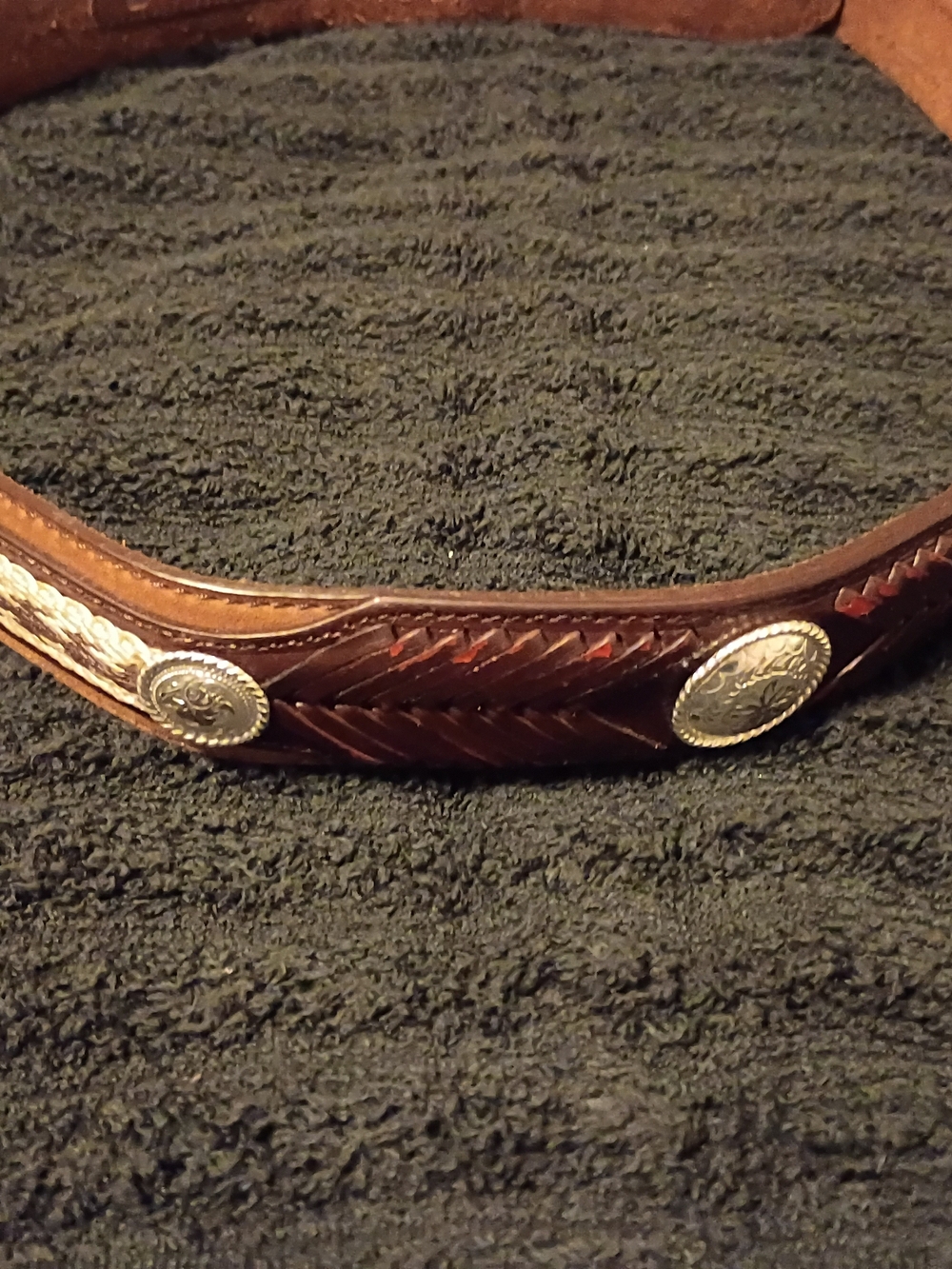 Tony Lama Duke Leather Men’s Braided Belt with Silver Conchos